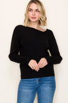 Asymmetric Neckline Detailed Sweater (2 Color Options)