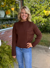 Brown Mock Neck Sweater with Pocket Detail