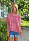 Red & White Oversized Stripe Top