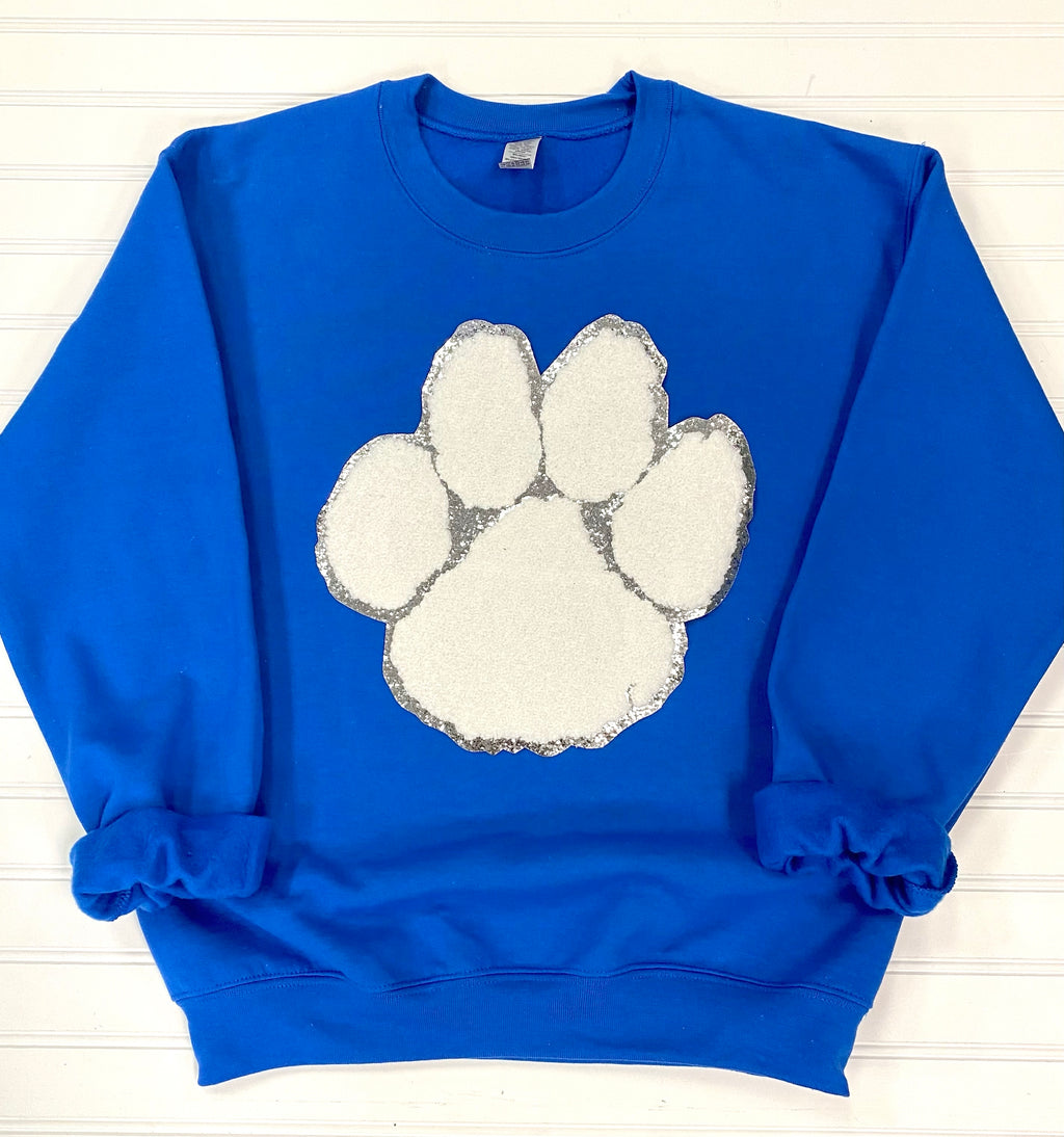 Royal Blue Paw Print Custom Sweatshirt
