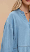 Denim Split Neck Top