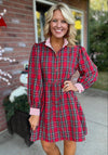 Plaid Dress with Stripe Contrast Detail