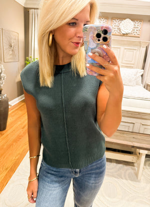 Moss Green Sleeveless Sweater