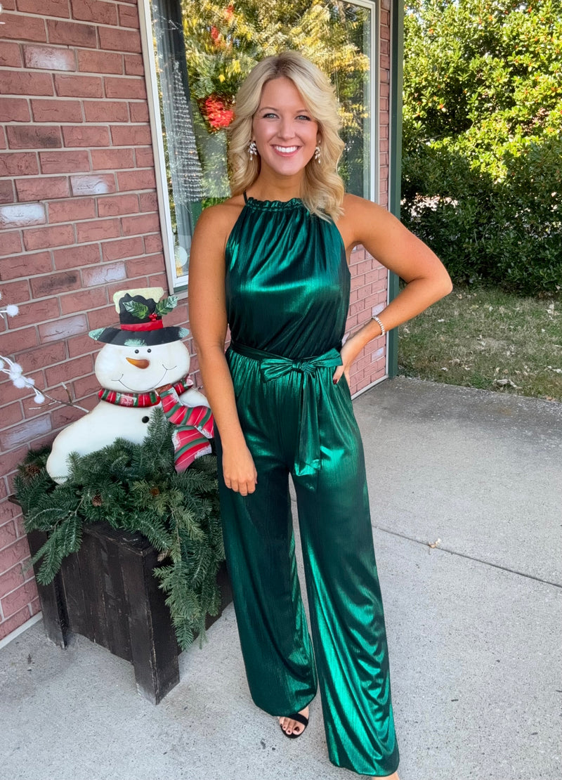 Green Metallic Jumpsuit