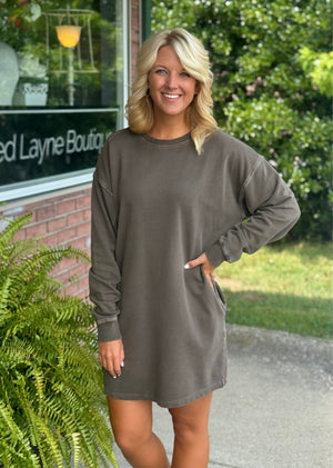 Washed Brown Tunic Dress