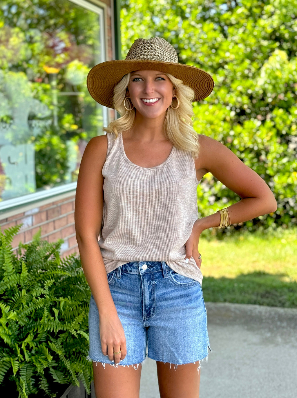 Mocha Ribbed Tunic Tank