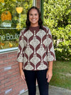 Brown Printed Mock Neck Sweater