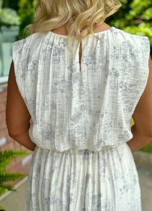 Floral Balloon Hem Cropped Blouse & Skirt SET