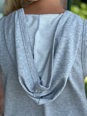 Grey Sleeveless Dress with Hood