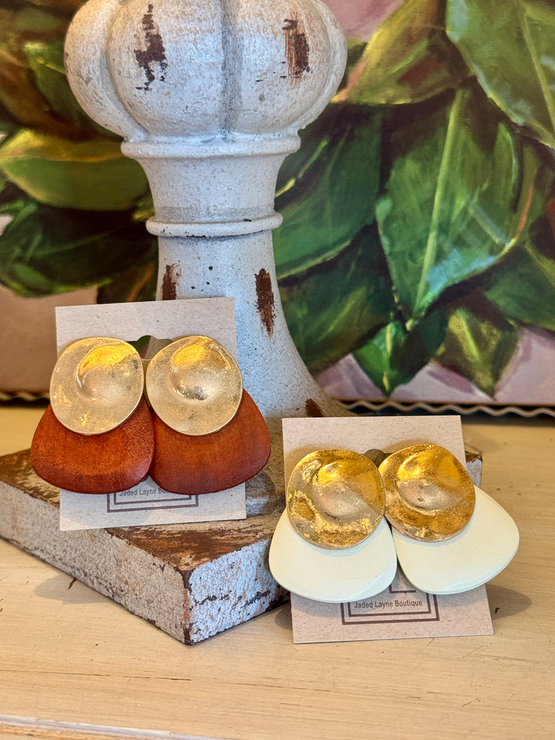 Wood & Gold Statement Earring