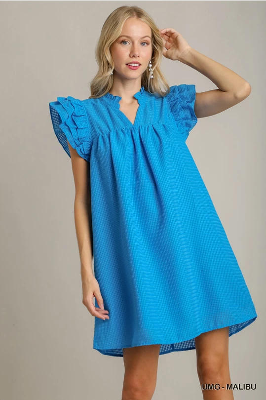 Malibu Blue Basket Weave Detailed Dress