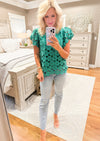 Green Floral Lace Top