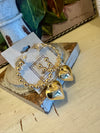 Gold Beaded Heart Earring