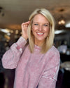Acid Wash Rose Ribbed Hi Low Pullover Tunic Top