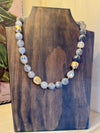 Grey Stone & Rhinestone Beaded Necklace