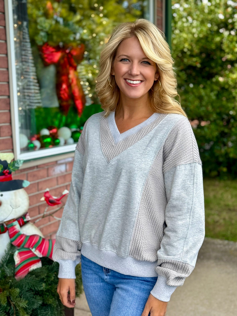 Heather Grey Mix Media Sweatshirt