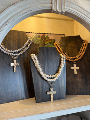 Chain & Bead Layered Cross Necklace