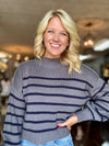 Grey & Navy Mock Neck Sweater