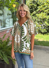 Puff Sleeve Printed Top