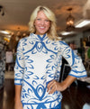Jacquard Mock Neck Printed Sweater