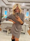 Mocha Turtleneck Ribbed Knit Dress