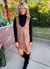 Camel Suede Dress with Pocket Details