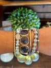 Grey Crystal & Gold Stretch Bangle