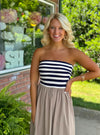 Strapless Stripe Mix Media Dress