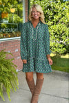 Printed Corduroy Ruffle Dress