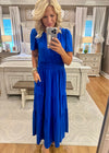 Royal Blue Tiered Tshirt Midi Dress