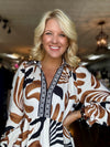 Printed Midi Dress with Collar & Border Detail