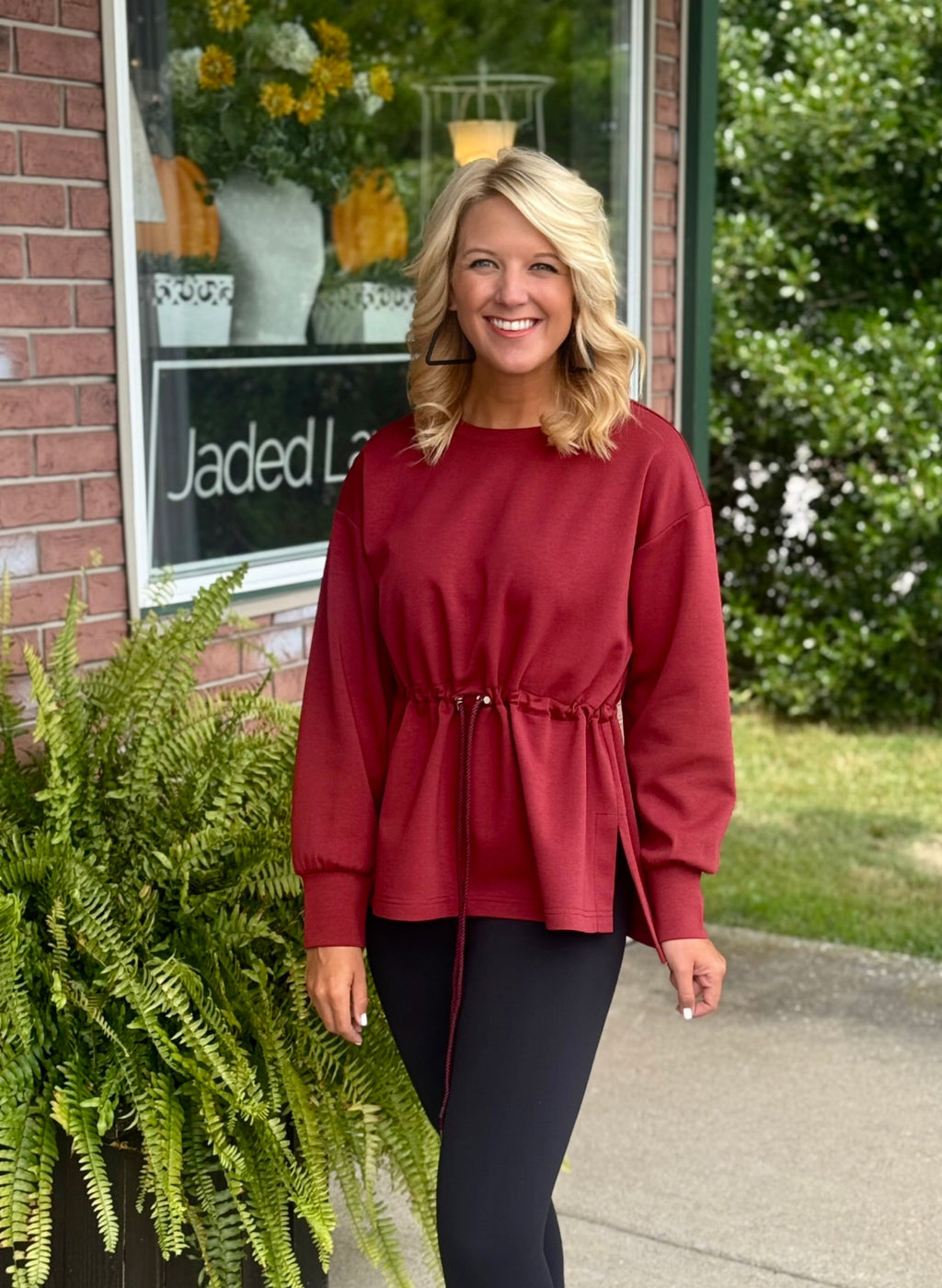 Maroon Cinched Tunic Top