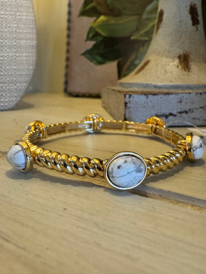 Howlite & Gold Stretch Bracelet