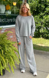 Washed Grey Top & Wide Leg Pant SET