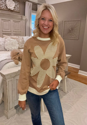 Stripe Floral Patch Top