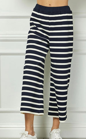 Navy & Cream Stripe Top & Pant Set