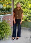 Brown Oversized Sweater with Gold Button