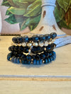Black & Gold Beaded Bracelet Set