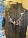 Gold Disc & Paperclip Layered Necklace