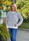 Navy & Cream Chenille Popcorn Sweater