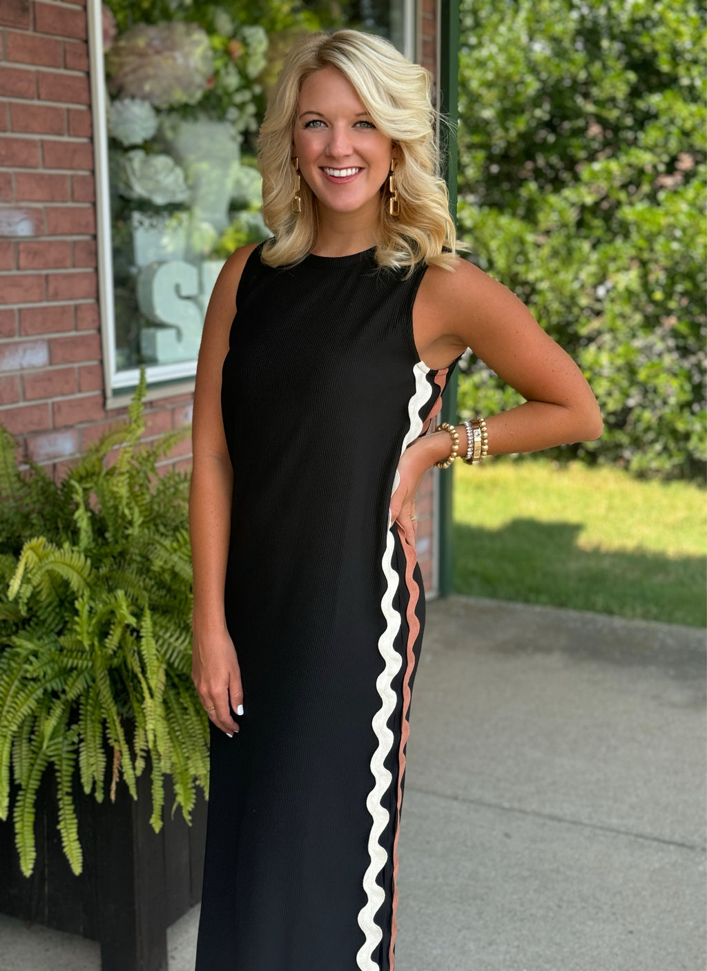 Black Maxi Dress with Rick Rack Side Details