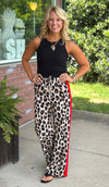Leopard Print Pant with Red Detail