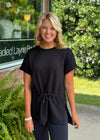 Black Drawstring Tunic Top