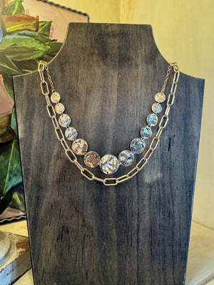 Gold Disc & Paperclip Layered Necklace
