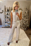 Champagne Sequin Pant & Muscle Top SET