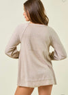 Mocha Stripe Pleat Sleeve Tunic Top