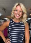 Navy & White Mix Media Midi Dress