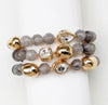 Stone & Gold Bracelet Sets with Rhinestone Details (3 color options)