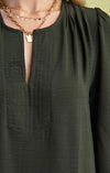 Olive Midi Dress with Ruffle Bottom