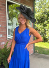 Royal Blue Pleated Maxi Dress